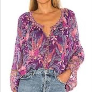 EUC Spell and the Gypsy Designs Collective Bianca Purple Floral Blouse XS Top